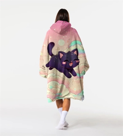 Huggie - Happy Kitten - Giant Blanket Hoodie - Kæmpe Tæppe Hættetrøje